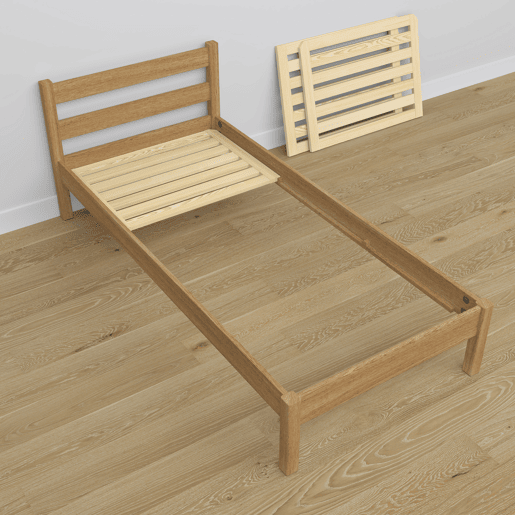 Cama individual de carvalho N01 carvalho natural