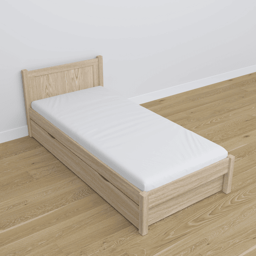 Cama individual de carvalho com gaveta N02 carvalho branqueado