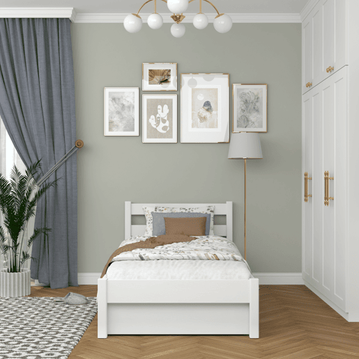 Cama individual de madeira com gaveta N01 branco Cama individual de madeira com gaveta N01 branco