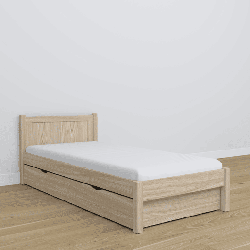 Cama individual de carvalho com gaveta N02 carvalho branqueado