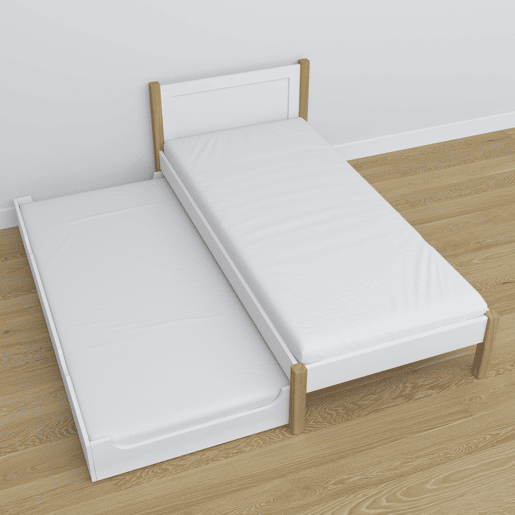 Cama individual com gaveta para colchão N02 branco e carvalho