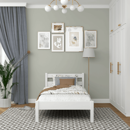 Cama individual de madeira N01 branco