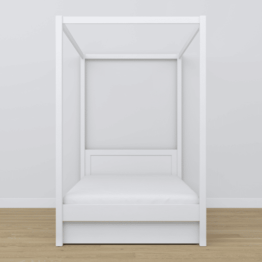 Cama individual de madeira com dossel e gaveta N02 branco Cama individual de madeira com dossel e gaveta N02 branco