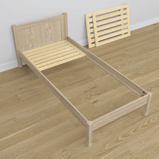 Cama individual de carvalho N02 carvalho branqueado