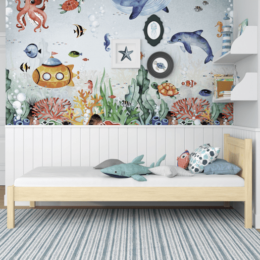 Cama individual de madeira N02 pinho incolor