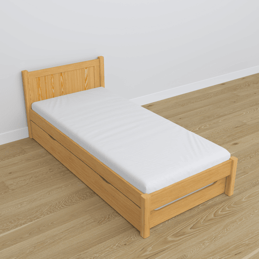 Cama individual com gaveta para colchão N02 pinho natural