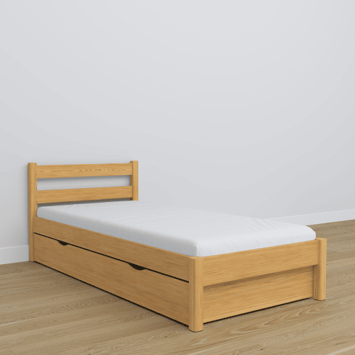 Cama individual de madeira com gaveta N01 pinho natural