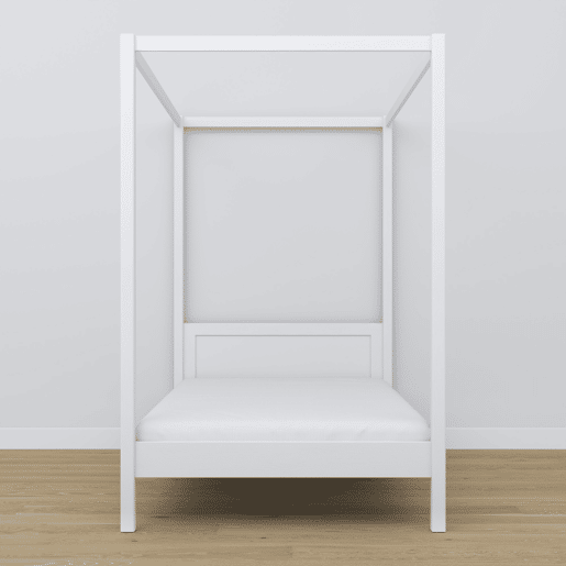 Cama individual de madeira com dossel N02 branco