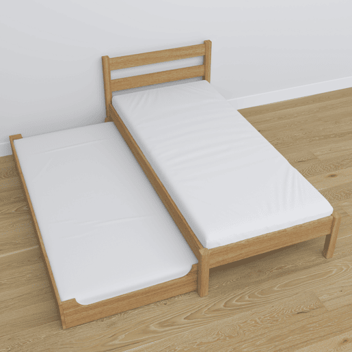 Cama individual de carvalho com gaveta para colchão N01 carvalho natural