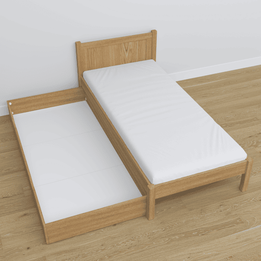 Cama individual de carvalho com gaveta N02 carvalho natural