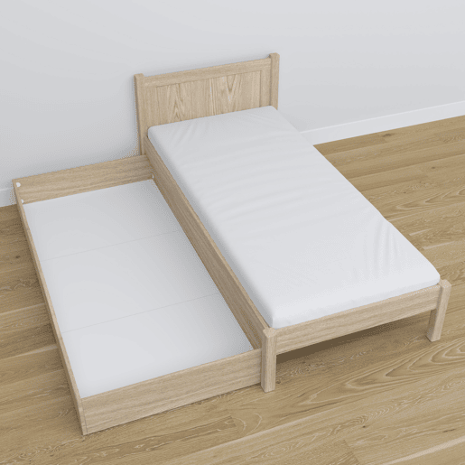 Cama individual de carvalho com gaveta N02 carvalho branqueado