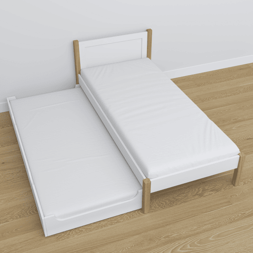 Cama individual com gaveta para colchão N02 branco e carvalho