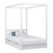 Cama individual de madera con dosel y cajón N01 80x180 Cama individual de madera con dosel y cajón N01 80x180 Blanco/ Gris