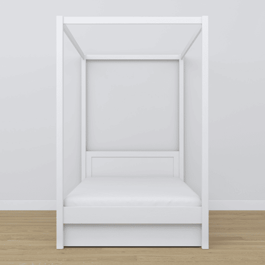 Cama individual de madeira com dossel e gaveta N02 branco Cama individual de madeira com dossel e gaveta N02 branco