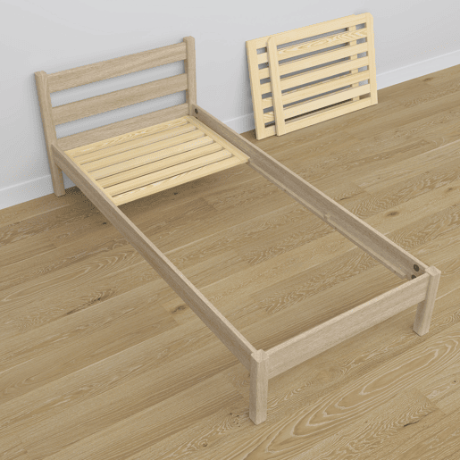 Cama individual de carvalho com gaveta N01 carvalho branqueado