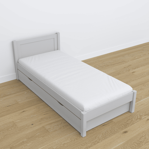 Cama individual de madeira com gaveta N02 cinza