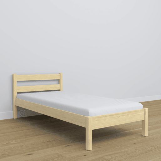 Cama individual de madeira N01 pinho incolor