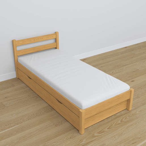 Cama individual de madeira com gaveta N01 pinho natural