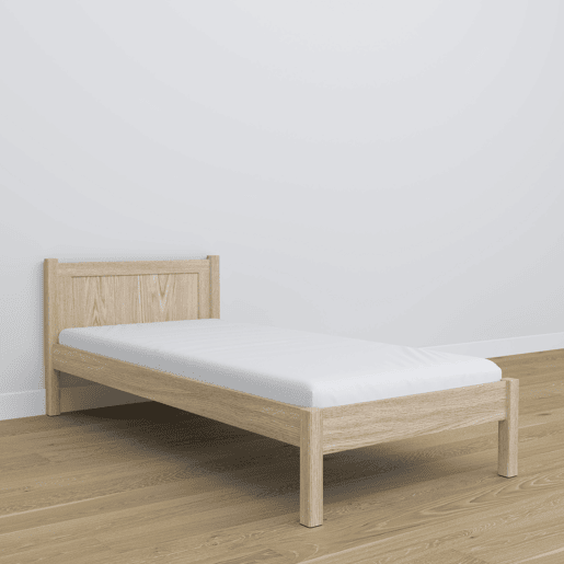 Cama individual de carvalho N02 carvalho branqueado