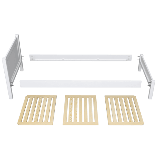 Cama individual de madeira com gaveta N02 branco e carvalho Cama individual de madeira com gaveta N02 branco e carvalho