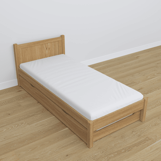 Cama individual de carvalho com gaveta para colchão N02 carvalho natural