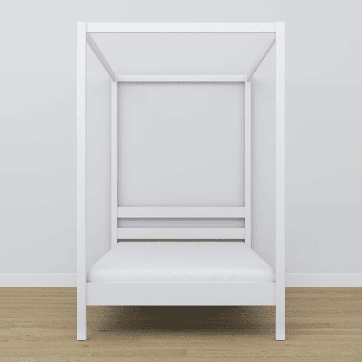Cama individual de madeira com dossel N01 branco Cama individual de madeira com dossel N01 branco