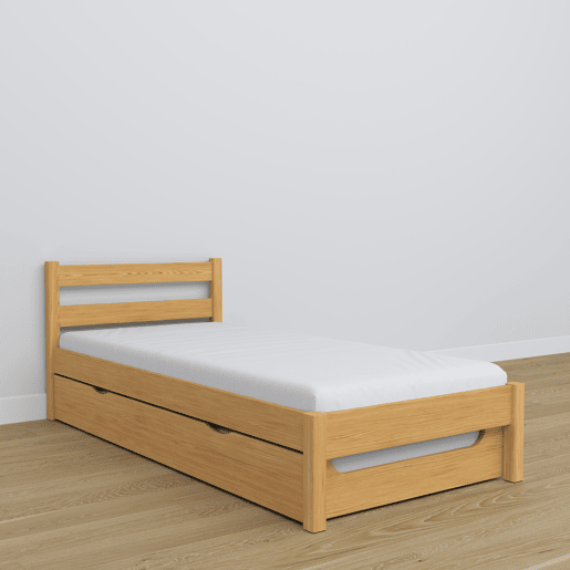 Cama individual de madeira com gaveta para colchão N01 pinho natural Cama individual de madeira com gaveta para colchão N01 pinho natural