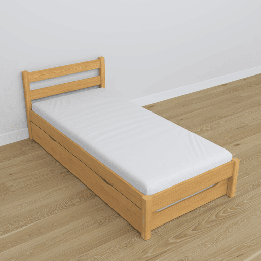 Cama individual de madeira com gaveta para colchão N01 pinho natural Cama individual de madeira com gaveta para colchão N01 pinho natural
