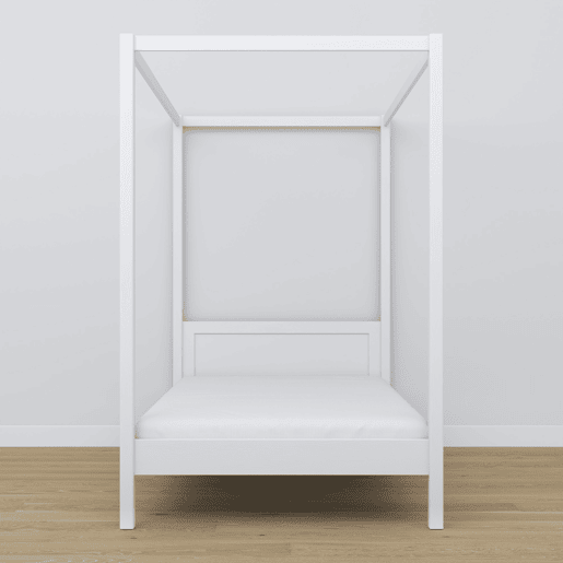 Cama individual de madeira com dossel N02 branco