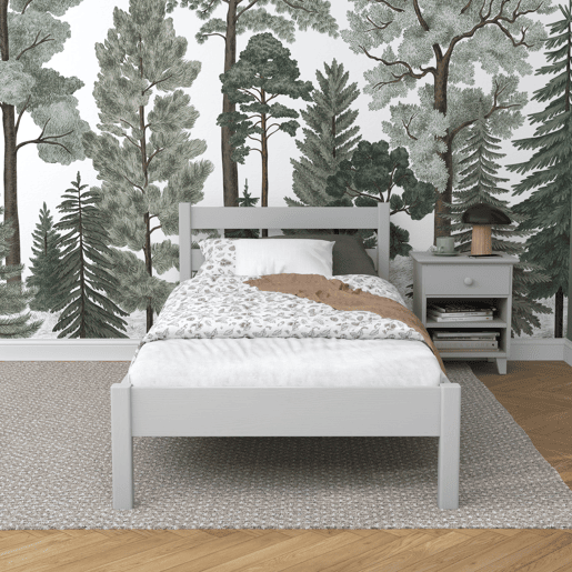 Cama individual de madeira N01 cinza