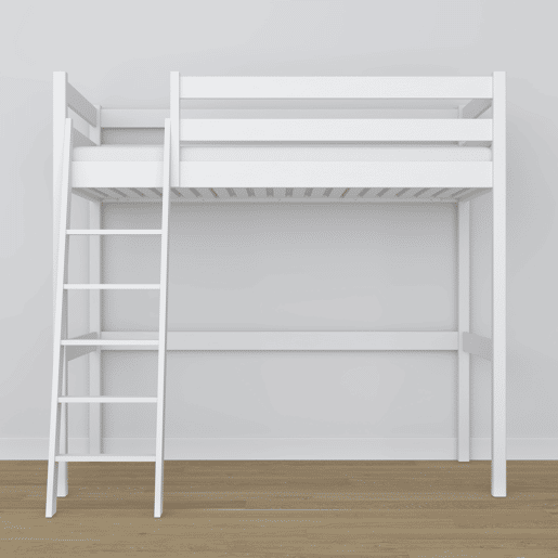 Cama alta de madeira N03 branco