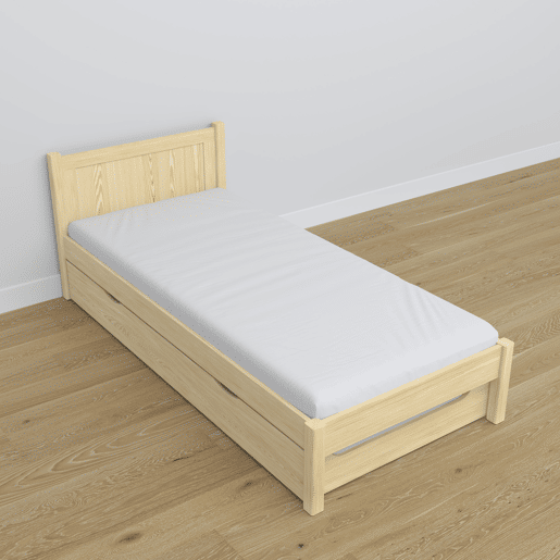 Cama individual com gaveta para colchão N02 pinho incolor