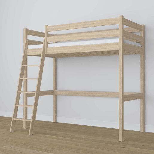 Cama mezzanine de carvalho N03 carvalho branqueado