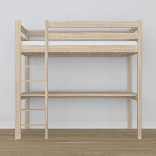 Cama mezzanine de carvalho com secretária N05 carvalho branqueado