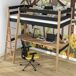 Cama alta de madera con escritorio N03 120x200 Cama alta de madera con escritorio N03 120x200 Negro