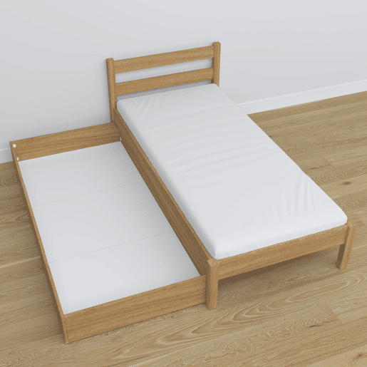 Cama individual de carvalho com gaveta N01 carvalho natural