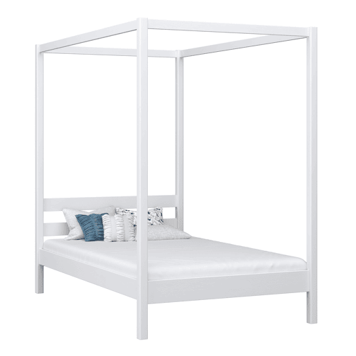 Cama individual de madeira com dossel N01 branco