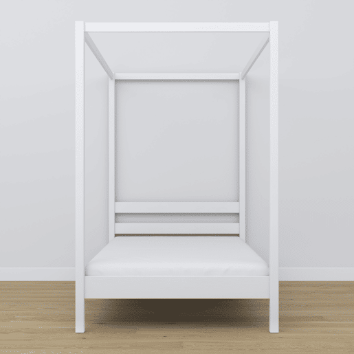 Cama individual de madeira com dossel N01 branco