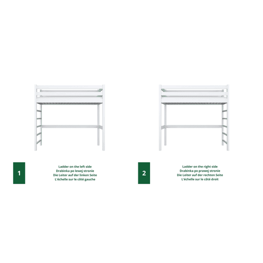 Cama alta de madeira N01 branco Cama alta de madeira N01 branco