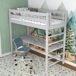 Cama alta de madera con escritorio N01 90x180 Cama alta de madera con escritorio N01 90x180 Blanco/ Gris
