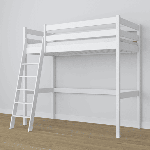 Cama alta de madeira N03 branco