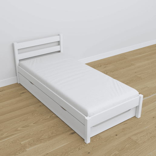 Cama individual de madeira com gaveta para colchão N01 branco