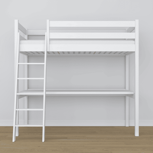 Cama alta de madeira com secretária N03 branco Cama alta de madeira com secretária N03 branco