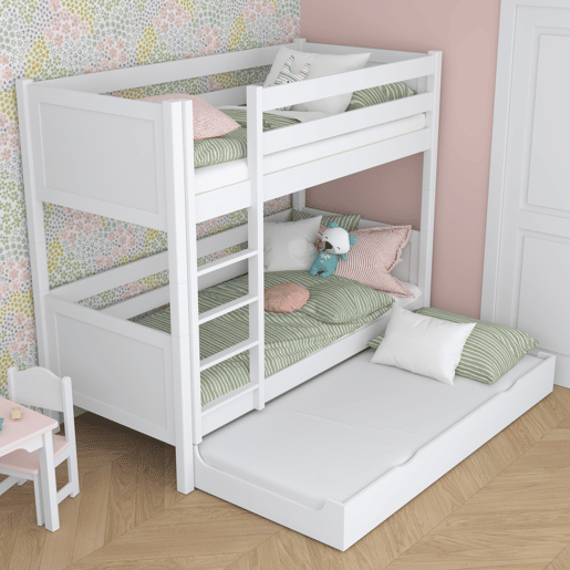 Beliche de madeira com gaveta para colchão N02 branco