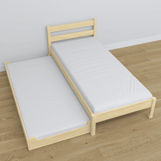 Cama individual de madeira com gaveta para colchão N01 pinho incolor