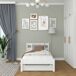 Cama individual de madera con cajón para colchón N01 80x200 Cama individual de madera con cajón para colchón N01 80x200 Blanco/ Gris