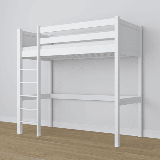 Cama alta de madeira N06 branco