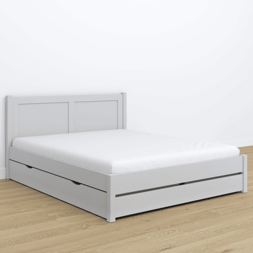 Cama individual de madeira com dossel N01 cinza
