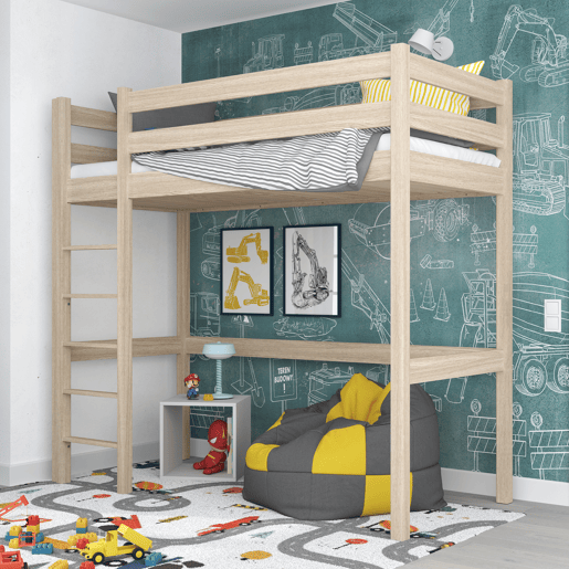 Cama mezzanine de carvalho N05 carvalho branqueado