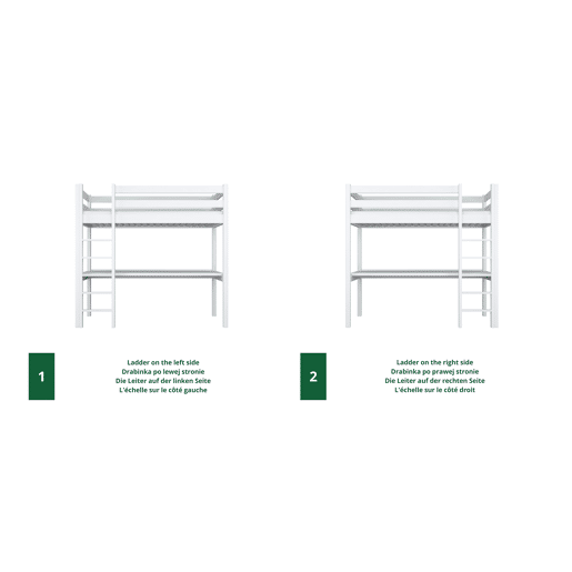 Cama alta de madeira com secretária N05 branco